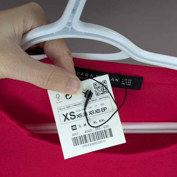 BNWT Zara Woman Bell Sleeve Blouse Hot Pink Fuchsia Size XS - Picture 5 of 5